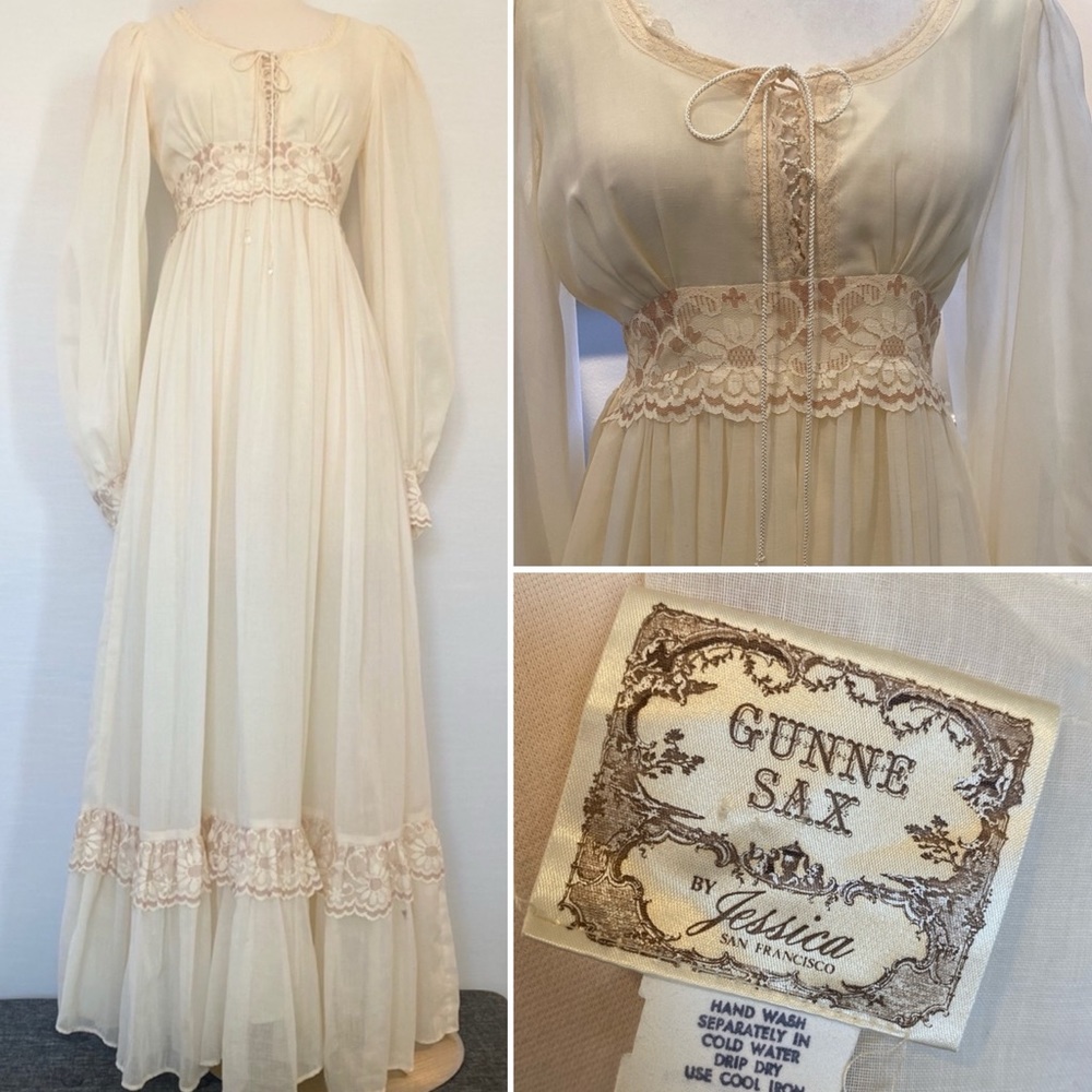 🌺SOLD🌺 Gunne Sax 70s 80s Prairie Corset Wedding Boho Maxi Gown Dress 11 - Picture 1 of 13